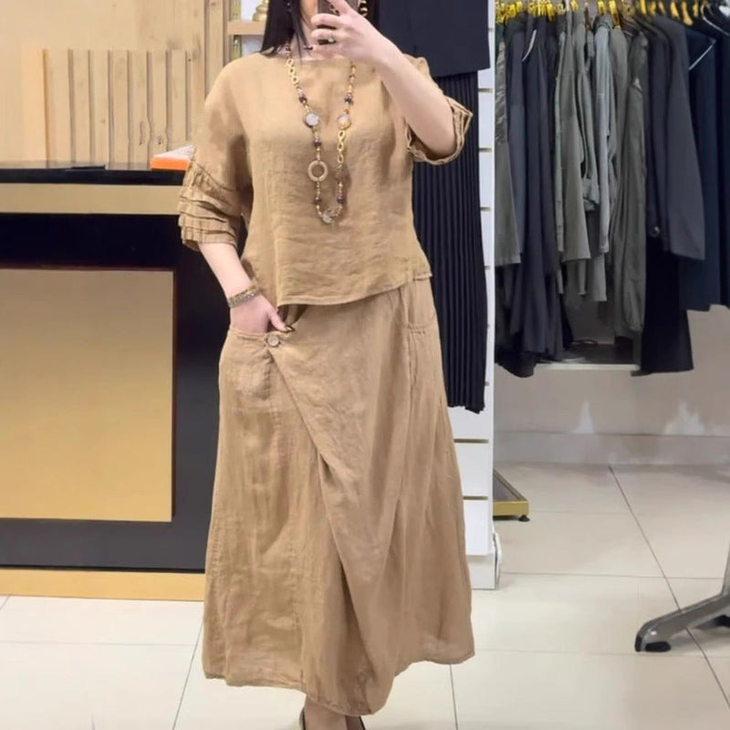 Casual Solid Color Two-Piece Dress Set