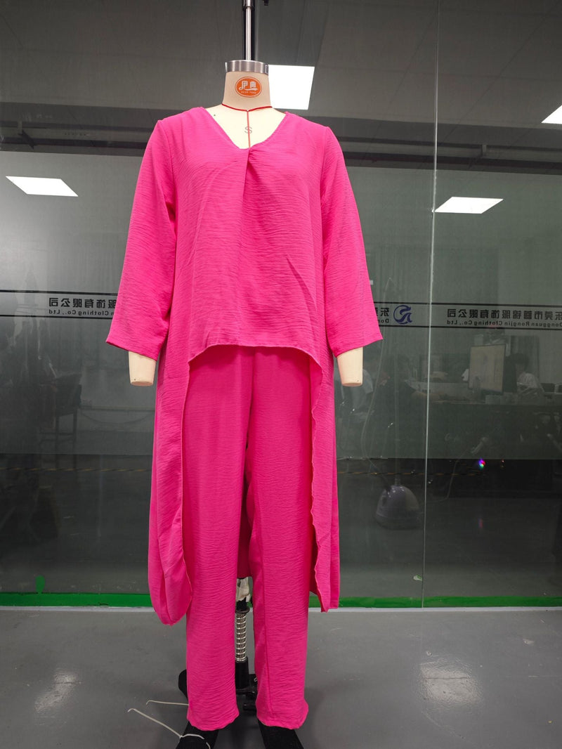 V-Neck Two-Piece Pants Set