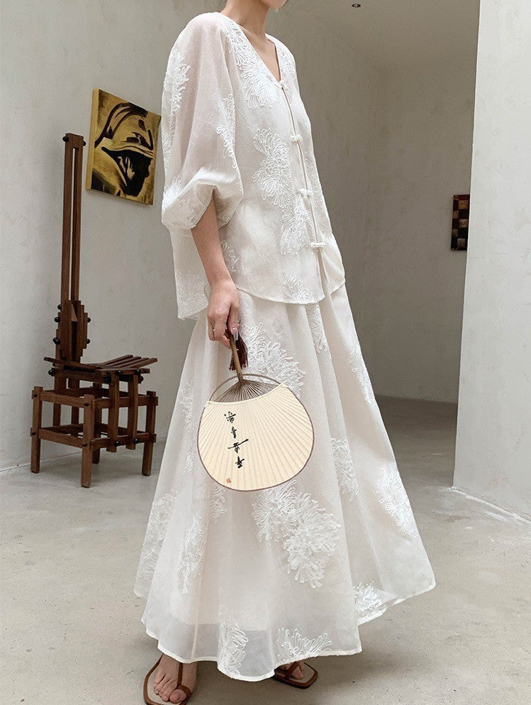 Elegant Two-Piece Embroidered Summer Outfit