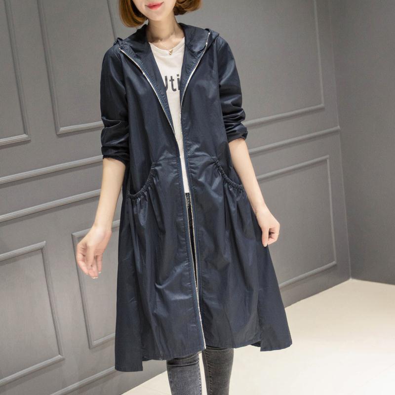 Korean Hooded Mid-Length Over-the-Knee Trench Coat