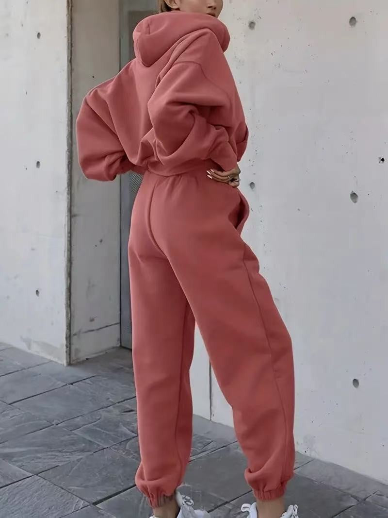 Loose Casual Hooded Sweatshirt Jacket Sports Suit