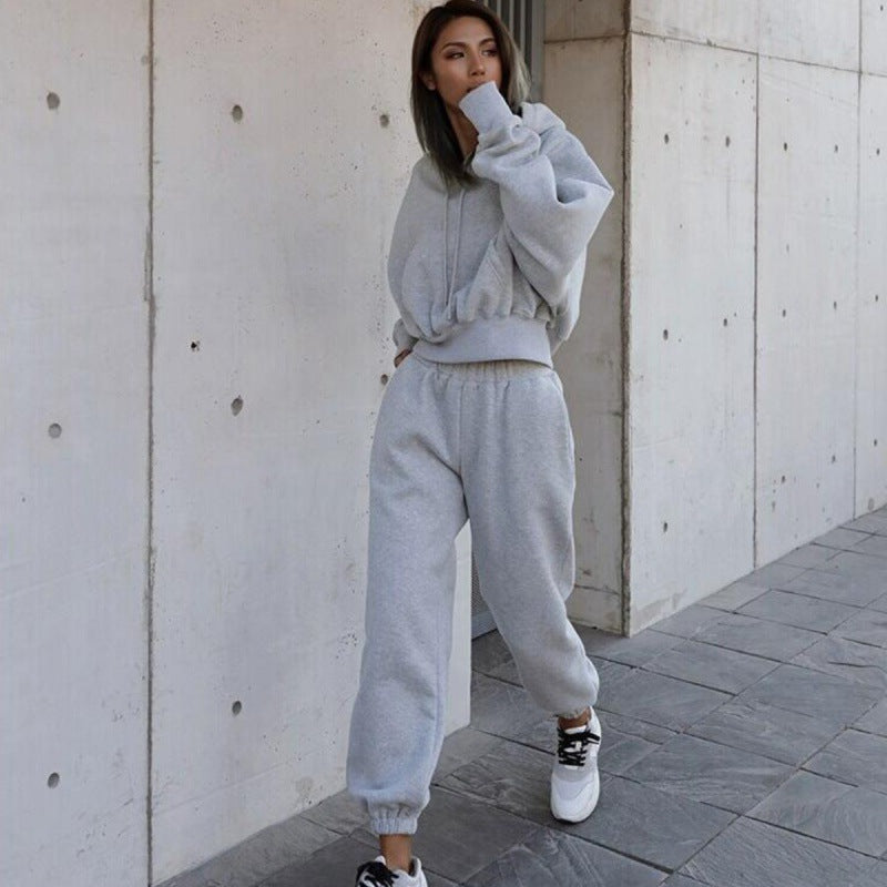 Loose Casual Hooded Sweatshirt Jacket Sports Suit
