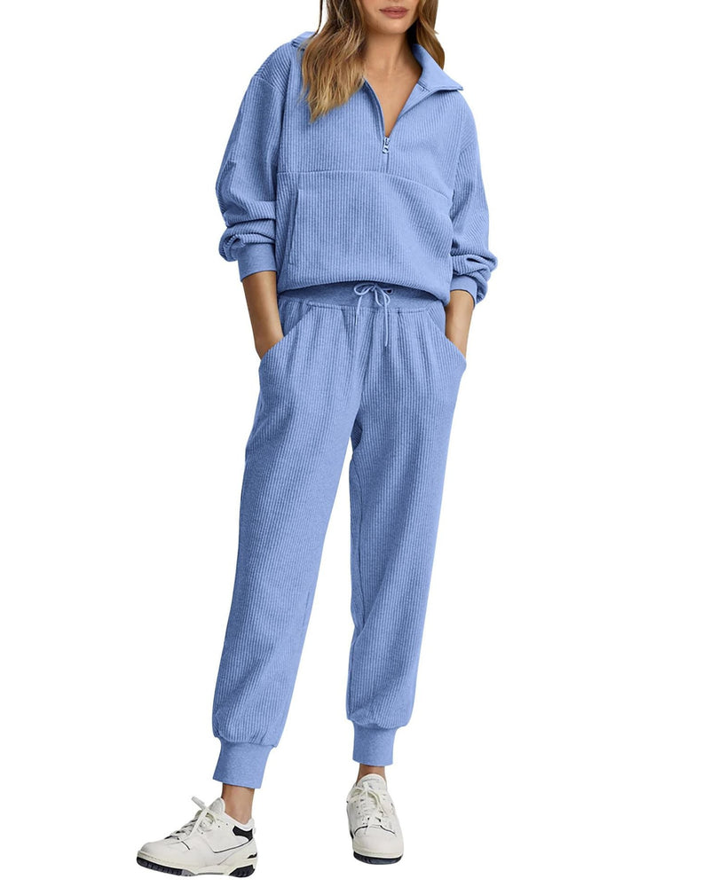 Unisex Half-Zip Pullover and Sweatpants Set