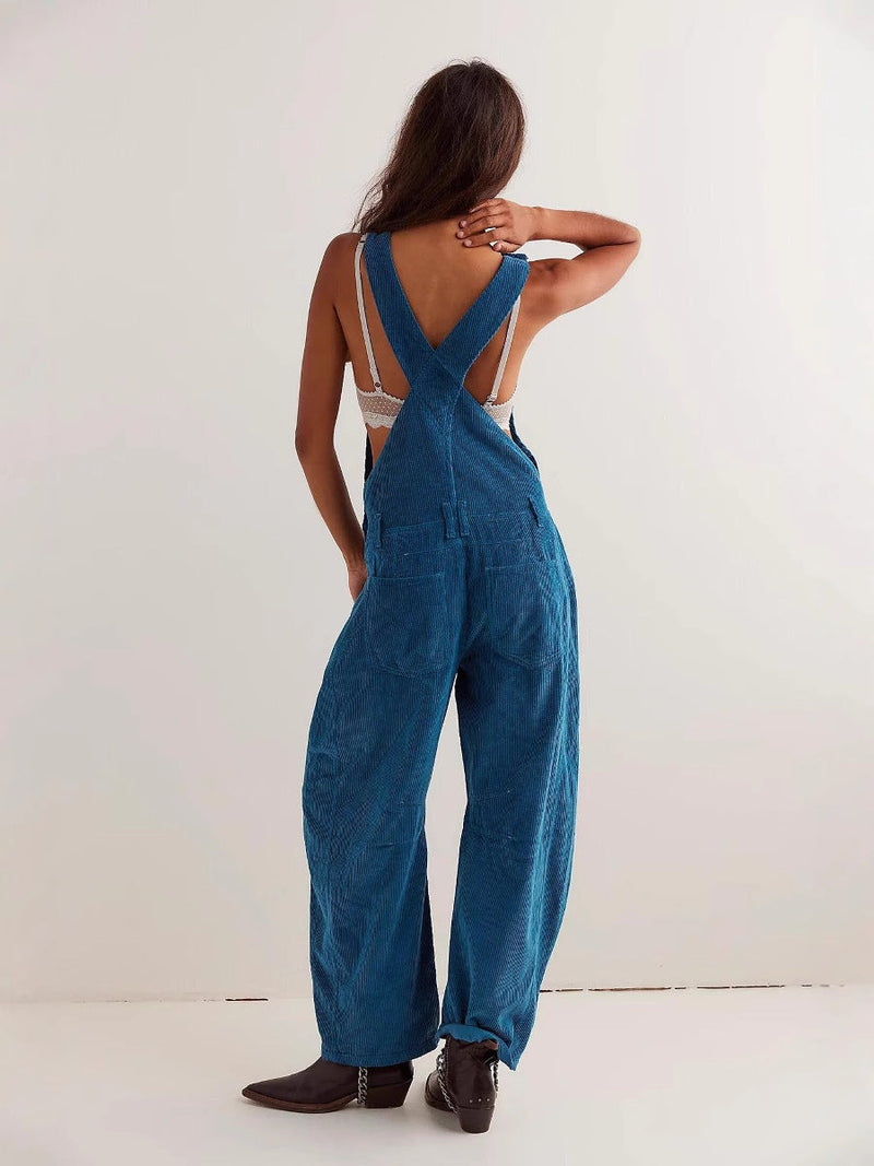 Corduroy Loose Jumpsuit for Elegant Commuter Style