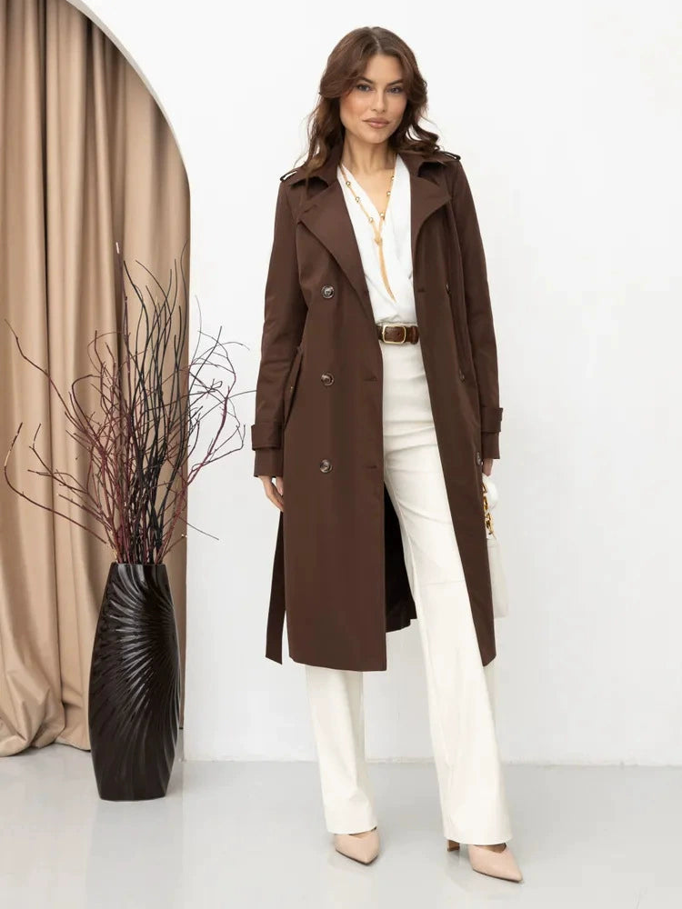 Classic Double-Breasted Belted Trench Coat