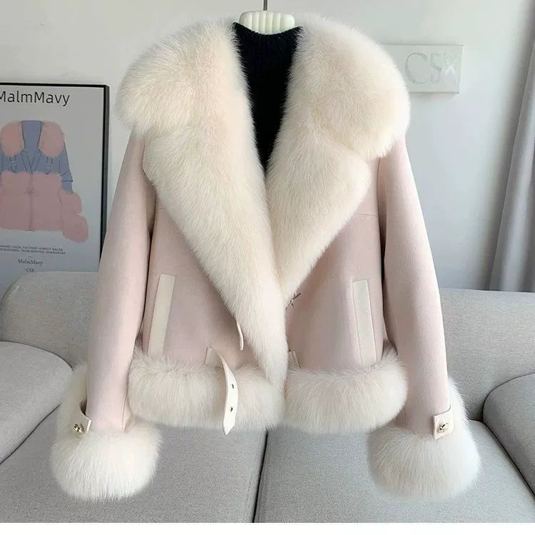 Imitation Fox Fur Stylish Short Coat