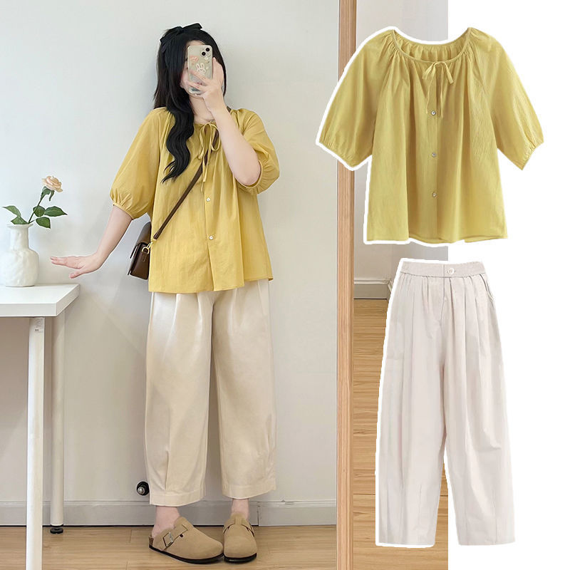 Cotton Linen Two-Piece Set for Petite Women
