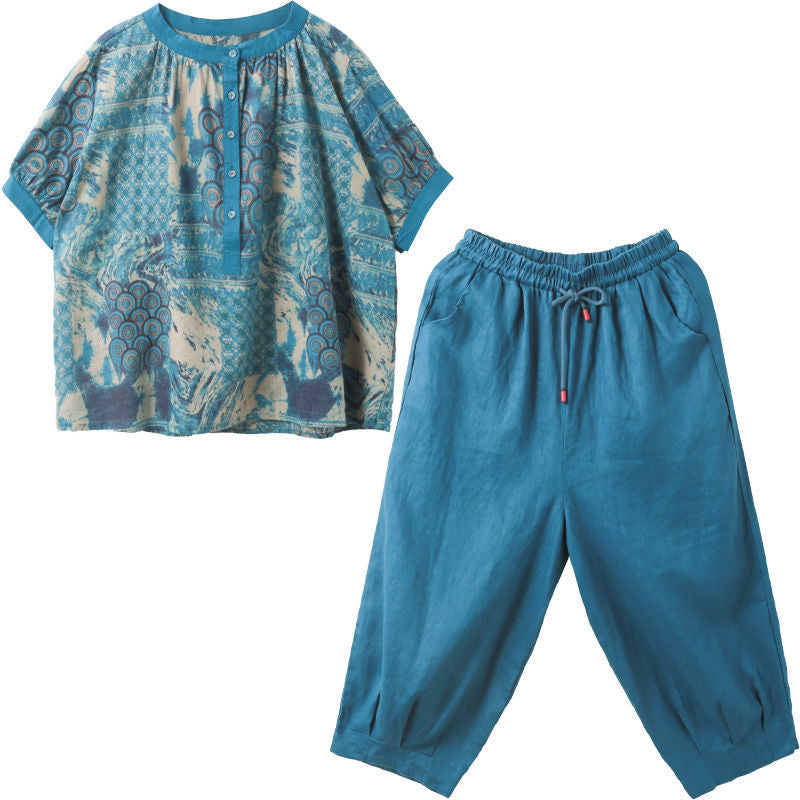 Flattering Printed Two-Piece Casual Suit