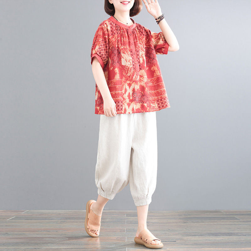 Flattering Printed Two-Piece Casual Suit