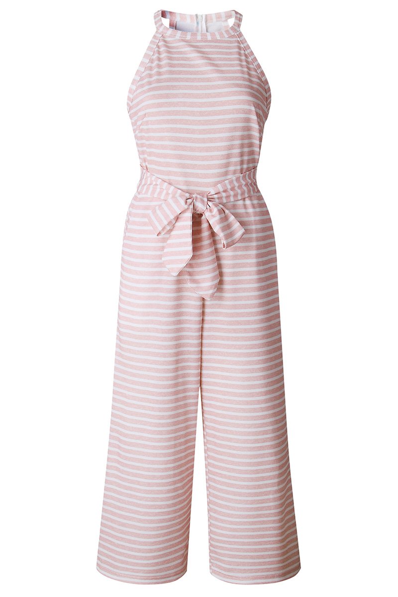 Tie Waist Striped Jumpsuit