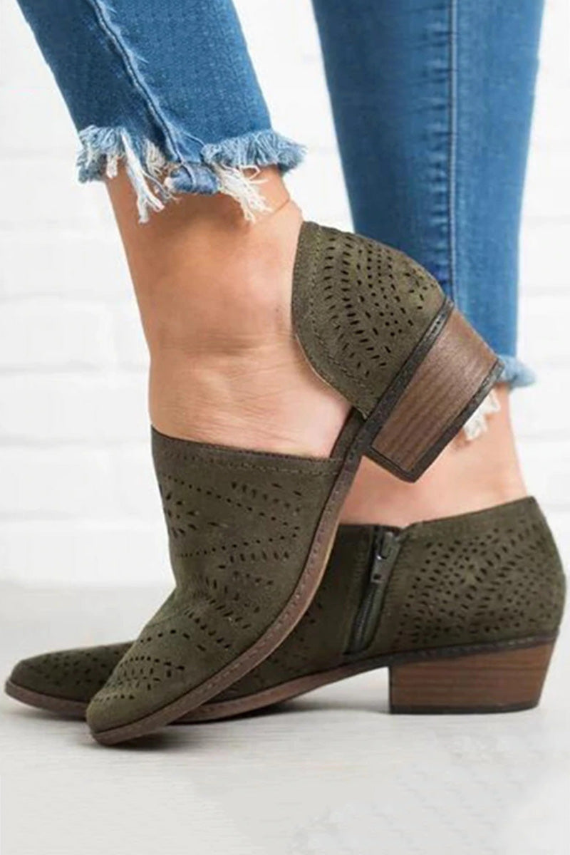 Laser Cut Western Ankle Boots