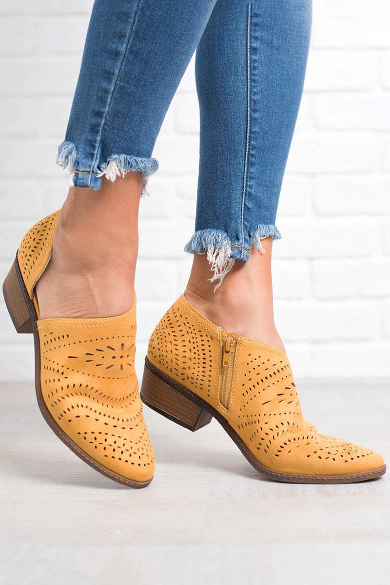 Laser Cut Western Ankle Boots