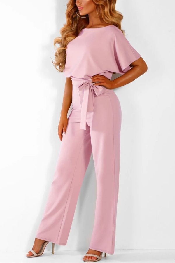 Chic Short-Sleeved Wide-Leg Jumpsuit