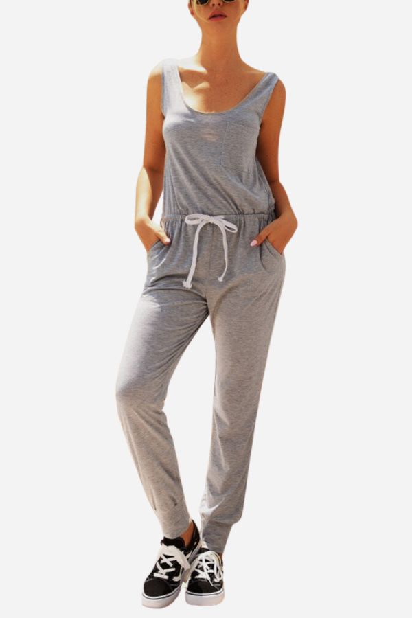 Comfy Sleeveless Vest Pocket Jumpsuit