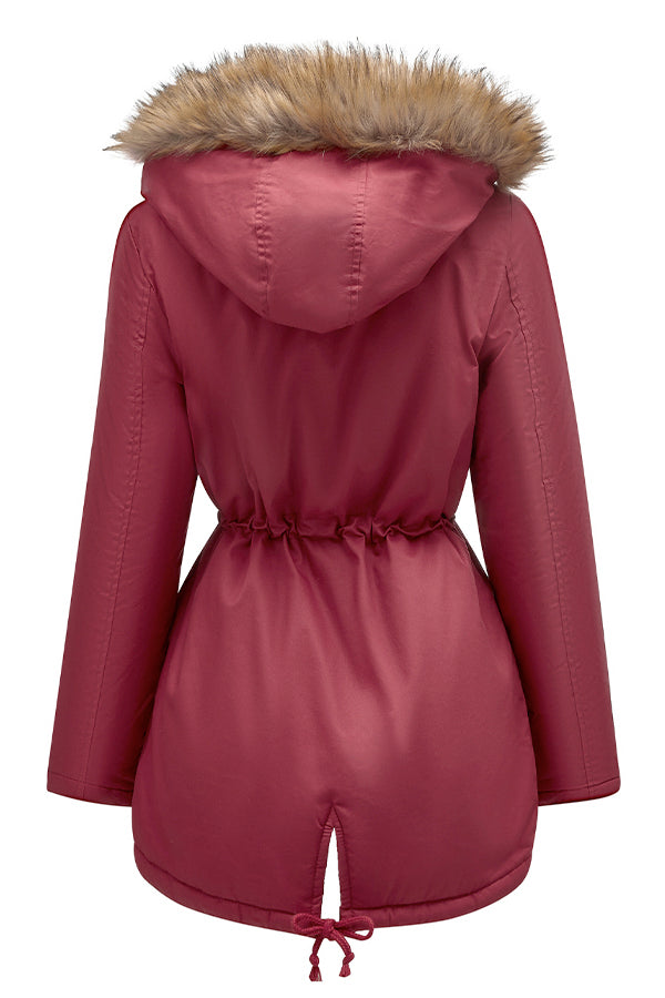 Large Hooded Cotton Velvet Coat