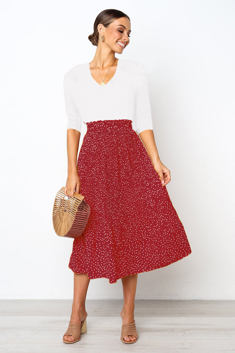 Effortlessly Chic Polka Dot Pleated Skirt Set