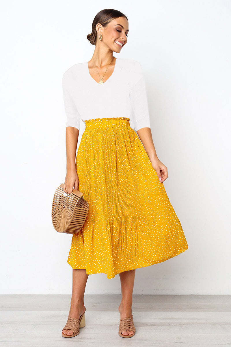 Effortlessly Chic Polka Dot Pleated Skirt Set