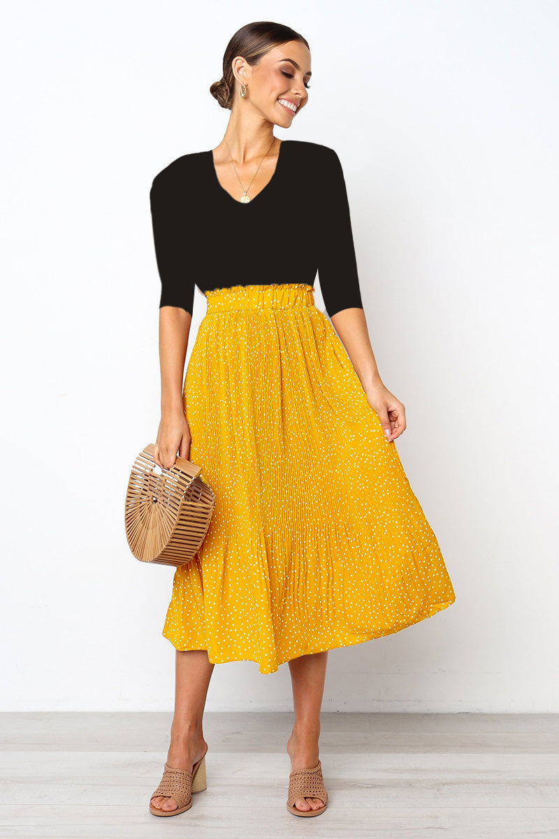 Effortlessly Chic Polka Dot Pleated Skirt Set