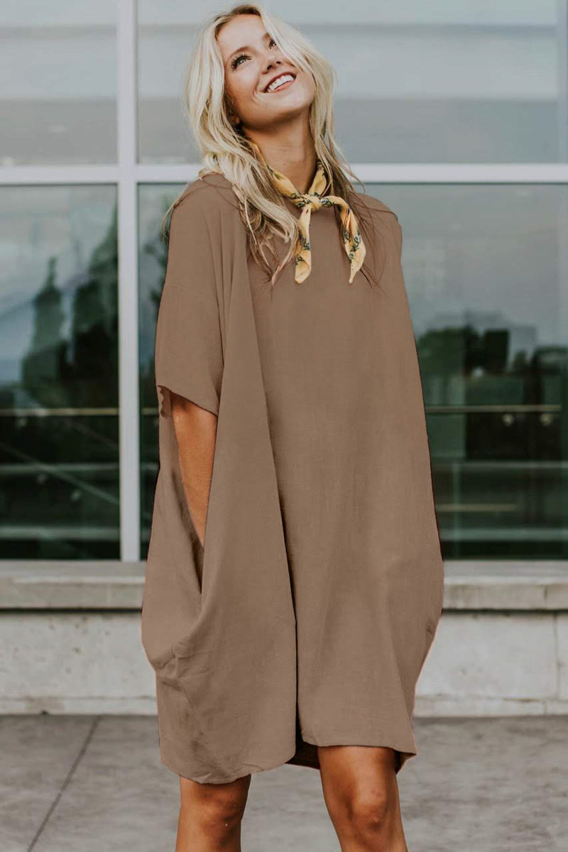 Nude Oversized Premium Linen Ovoid Dress