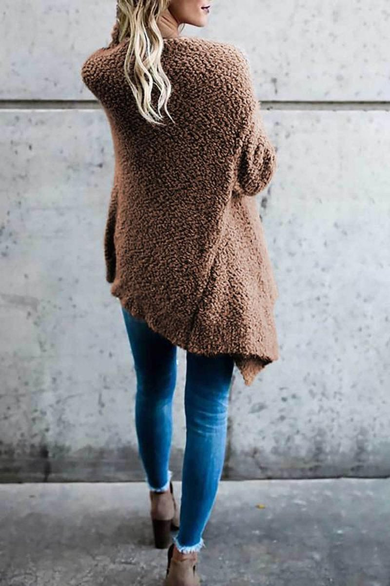 Solid Open Front Irregular Cardigan